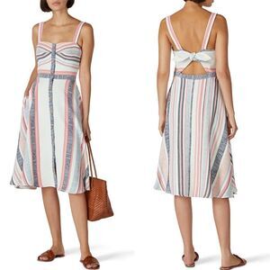 SLATE & WILLOW Dress Womens 2 Striped Sleeveless Button Front Bow Back